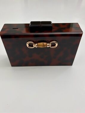 Lisi Lerch Tortoiseshell Acrylic Box Clutch Bag
